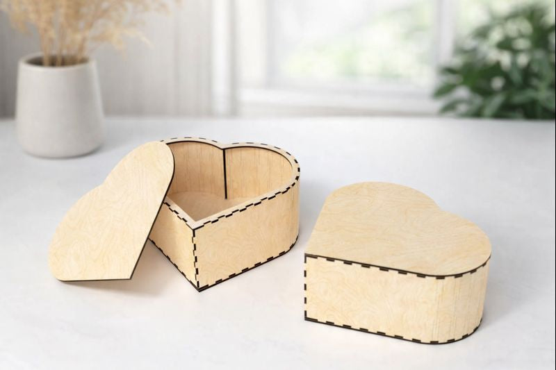 Archivo digital para corte láser: joyero de madera en forma de corazón | SVG · AI · EPS