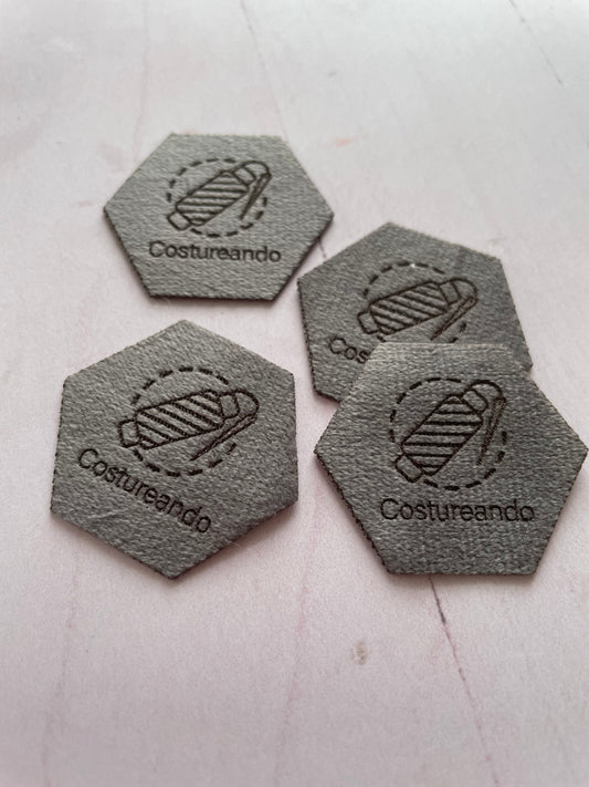 Etiquetas gamuza hexagonales