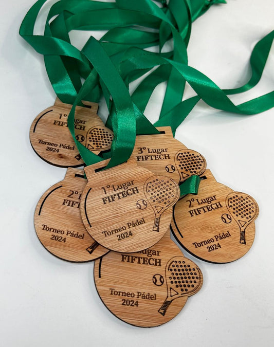 Medallas de madera para torneos de pádel