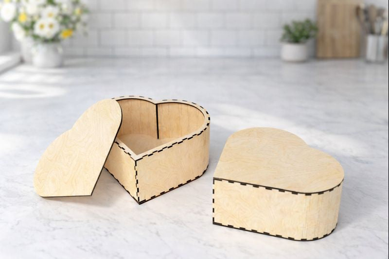 Archivo digital para corte láser: joyero de madera en forma de corazón | SVG · AI · EPS